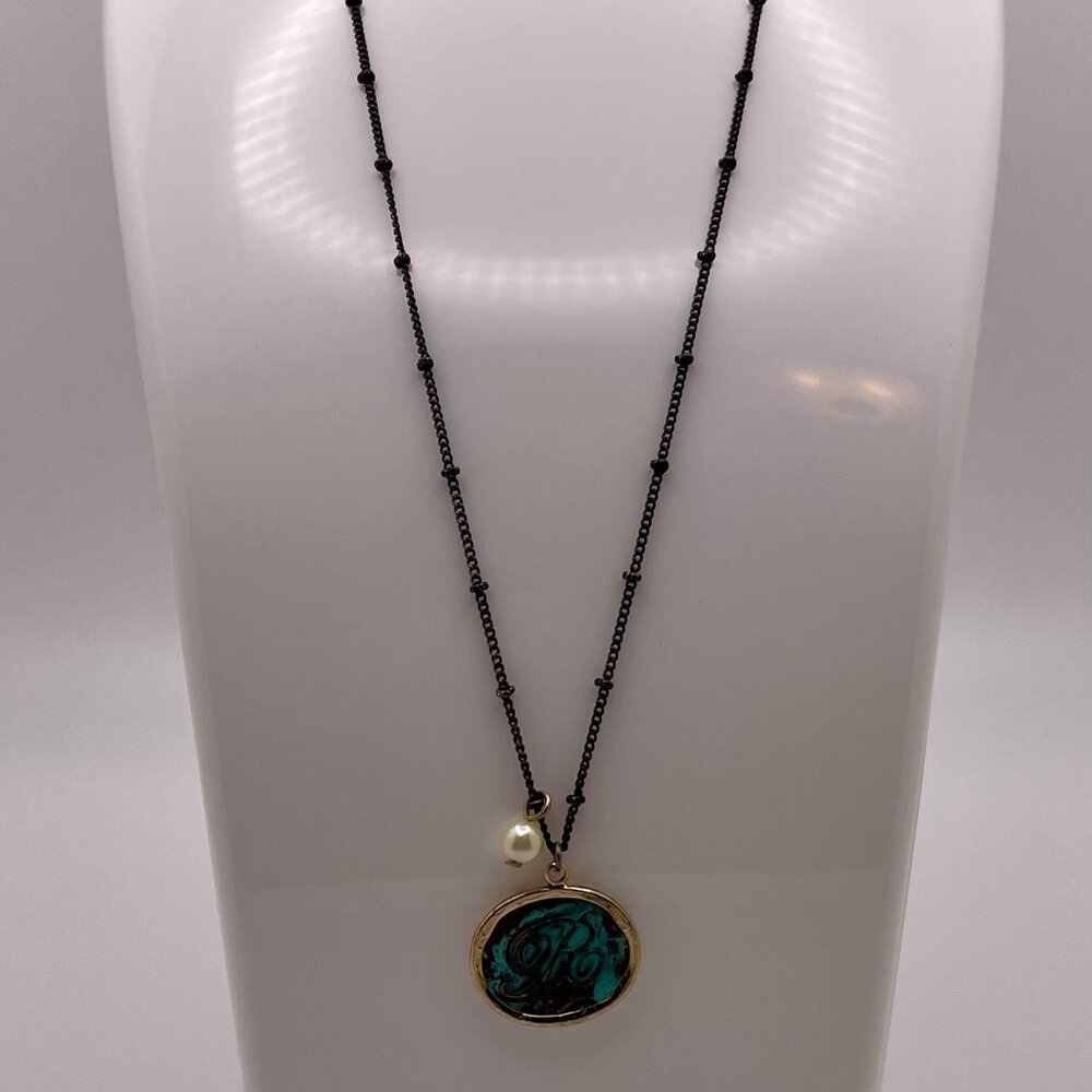 Atelier Turquise and Brown Pendant Necklace